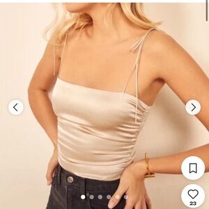 Reformation Lucrezia silk crop top in cream size 6